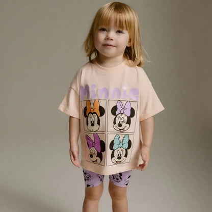 Kids Summer Tracksuit: Cartoon Tee with Print Shorts Two-Piece Set