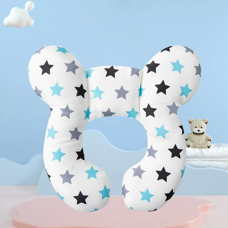 Cartoon U-Shaped Cotton Pillow for Baby Travel and Stroller