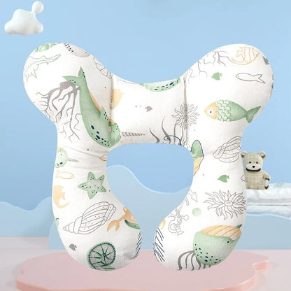 Cartoon U-Shaped Cotton Pillow for Baby Travel and Stroller