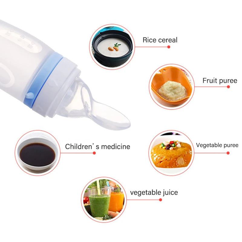 Dolphin Silicone Baby Feeding Bottle & Rice Cereal Spoon Set