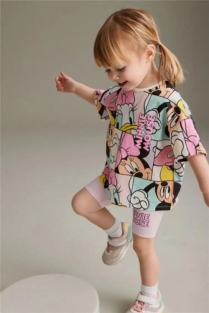 Kids Summer Tracksuit: Cartoon Tee with Print Shorts Two-Piece Set