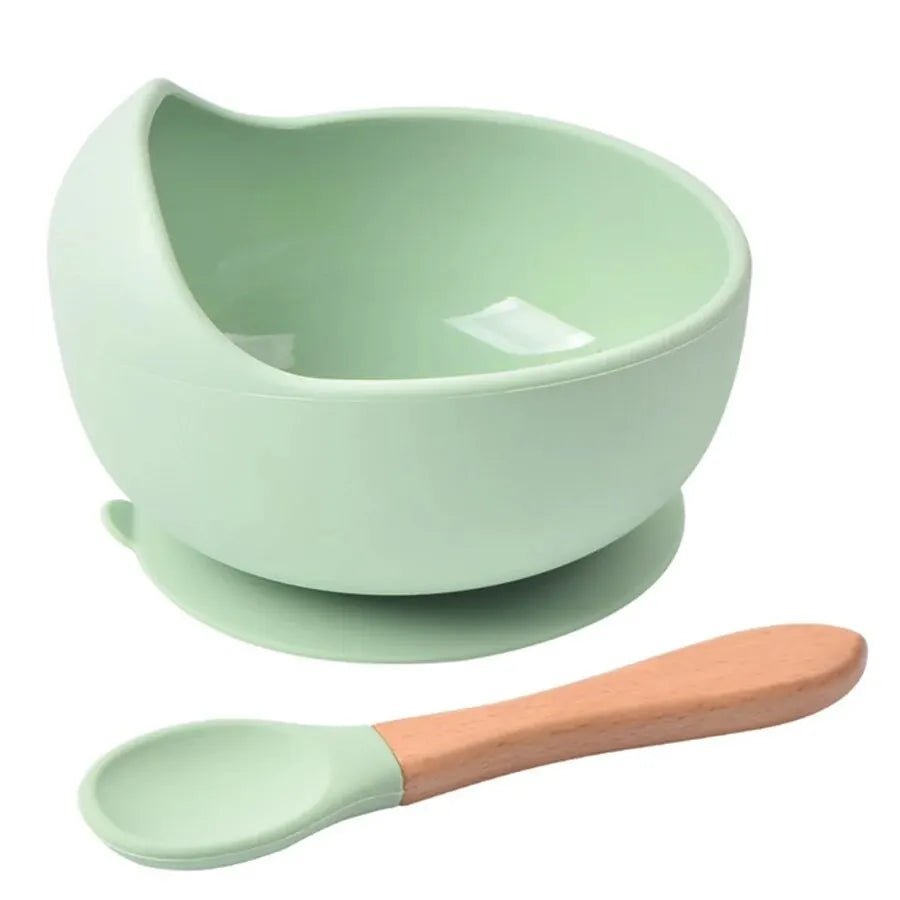 Spill-Proof Silicone Baby Feeding Bowl with Spoon – Food Grade