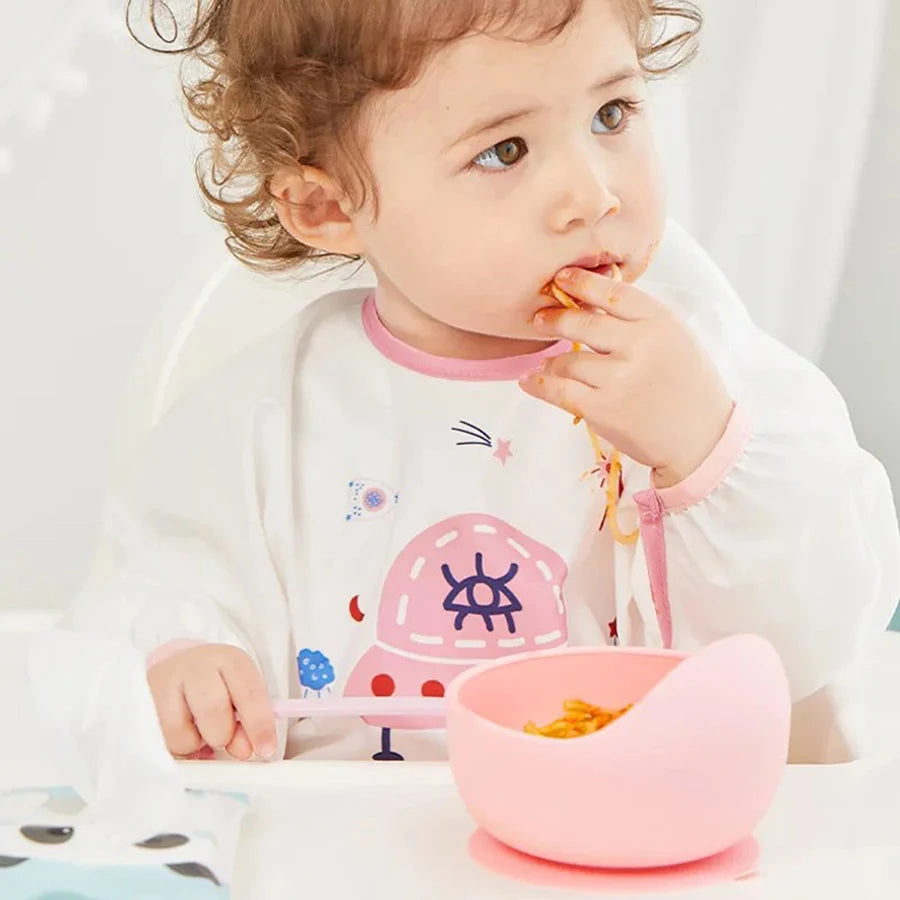 Spill-Proof Silicone Baby Feeding Bowl with Spoon – Food Grade