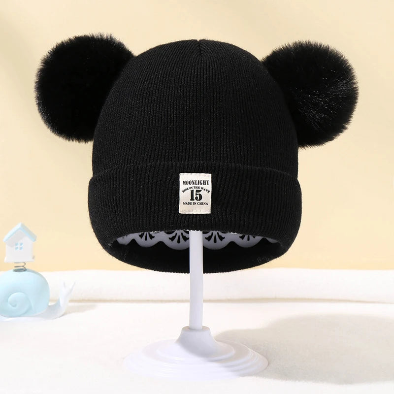 Autumn Winter Baby Knitted Hat with Pom for Boys Girls