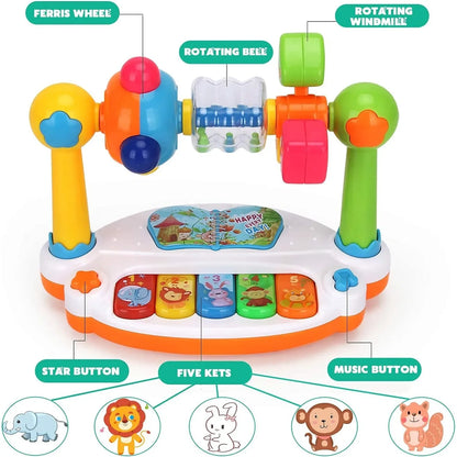 Baby Piano Toy Rotating Keyboard Light Sound Early Educational Gift