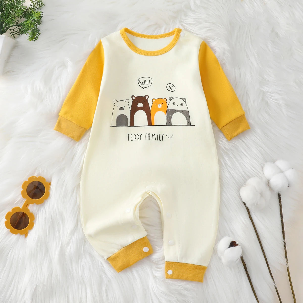 100% Cotton Baby Jumpsuit – Animal Print Newborn Onesie