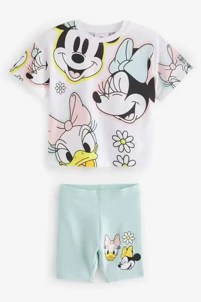 Kids Summer Tracksuit: Cartoon Tee with Print Shorts Two-Piece Set