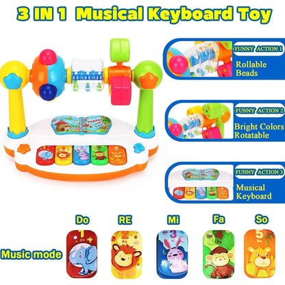 Baby Piano Toy Rotating Keyboard Light Sound Early Educational Gift