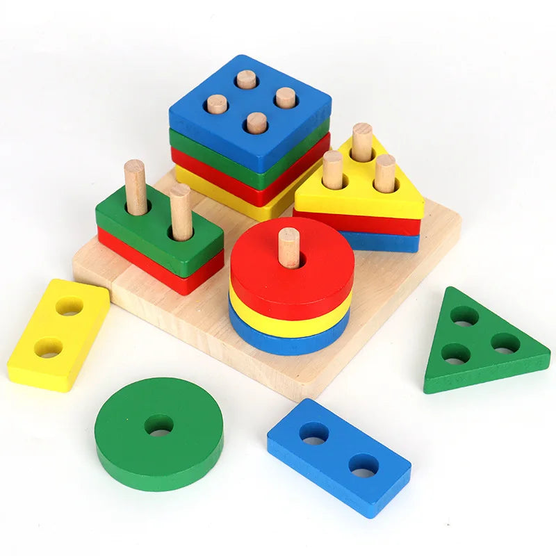 Wooden Montessori Sorting & Stacking Toys for Toddlers, Educational Gift