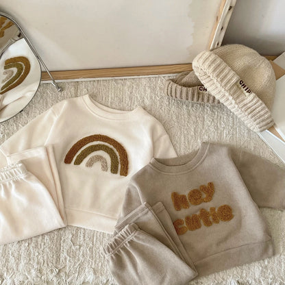 Casual Autumn Infant Set: Long Sleeve Top + Loose Pants