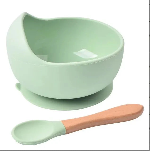 Spill-Proof Silicone Baby Feeding Bowl with Spoon – Food Grade