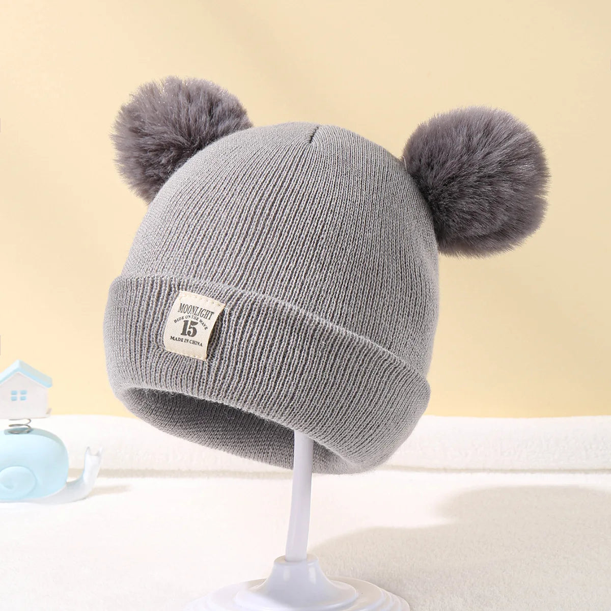 Autumn Winter Baby Knitted Hat with Pom for Boys Girls