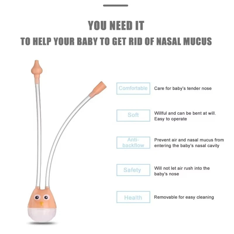 Baby Nasal Aspirator Mouth Suction Cleaner with Anti-Reflux Silicone Pipe