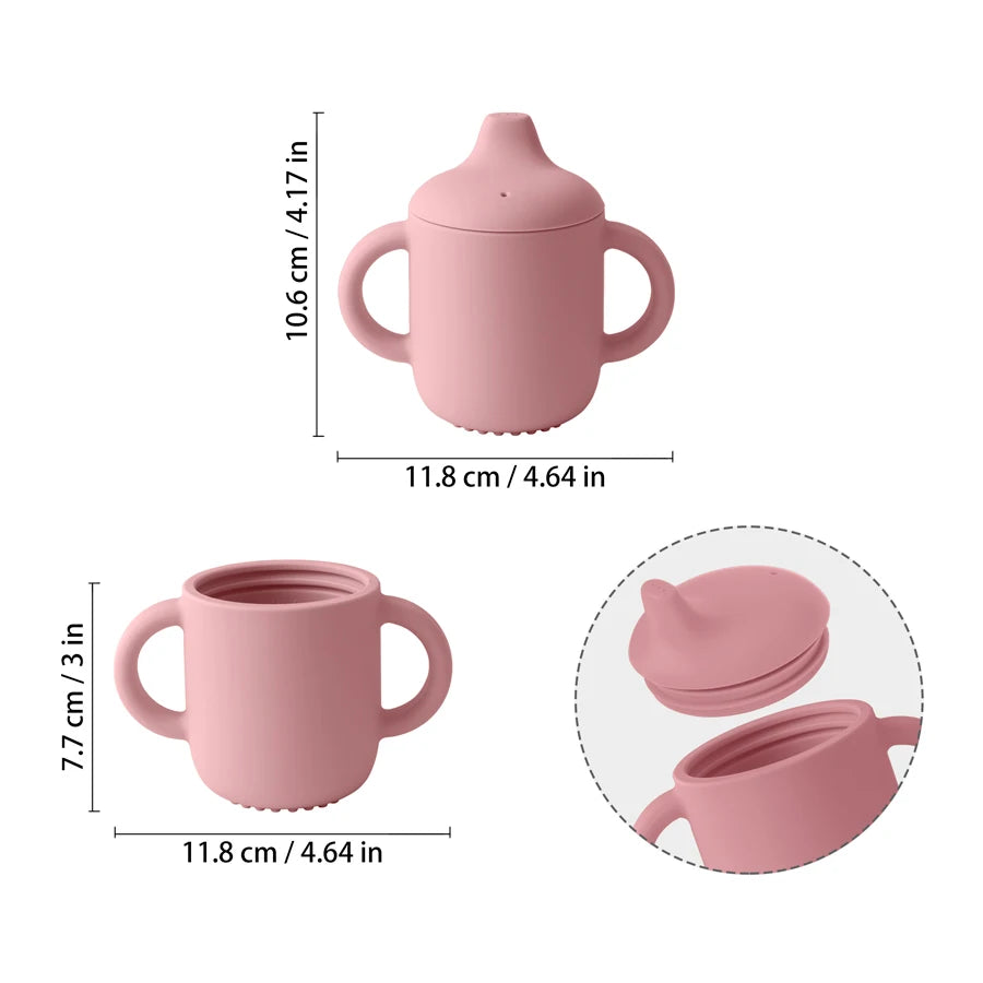 Portable Baby Feeding Silicone Cup for Infants with Hand Shank