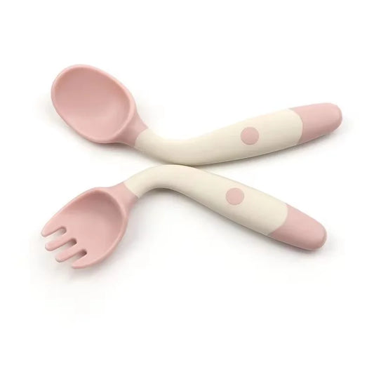 Children’s Silicone Training Tableware Set – Bendable Spoon & Fork