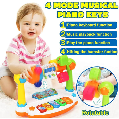 Baby Piano Toy Rotating Keyboard Light Sound Early Educational Gift