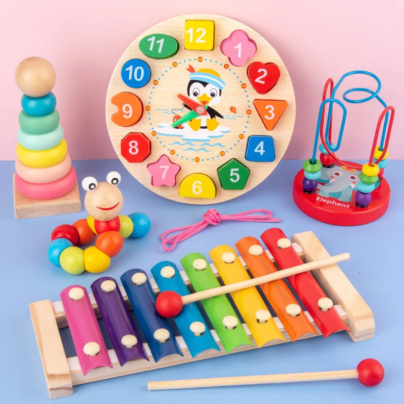 Montessori 3D Wooden Puzzles Educational Baby Toy for Early Learning