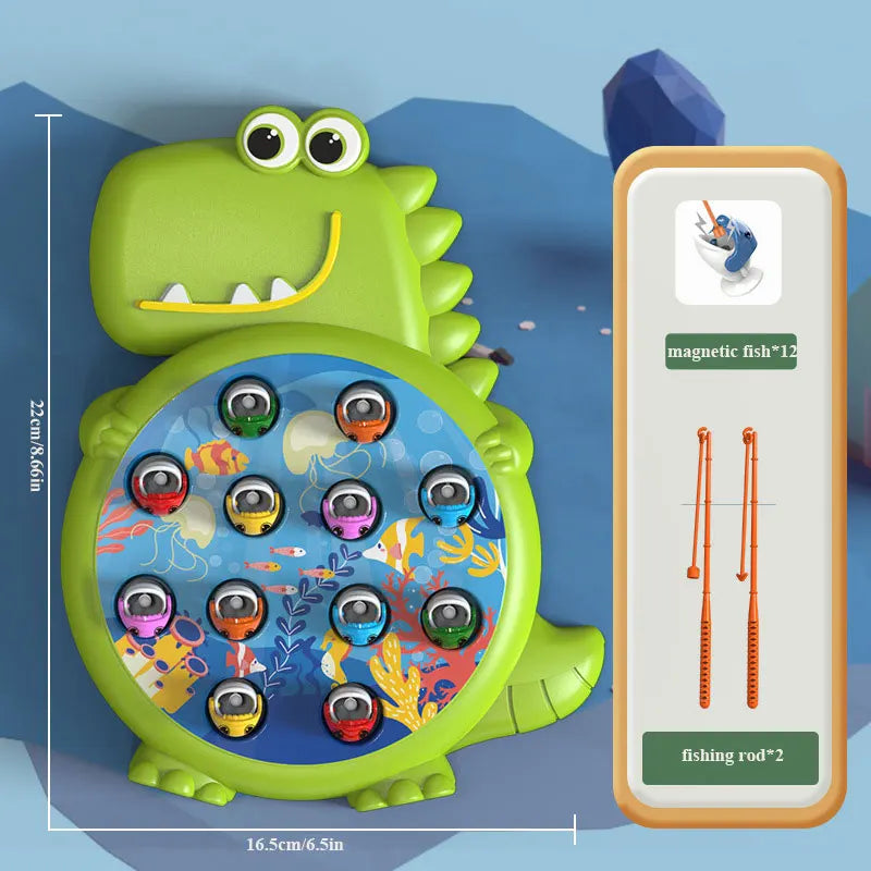 Dinosaur Magnetic Fishing Toy Set Montessori Educational Rod Game for Kids