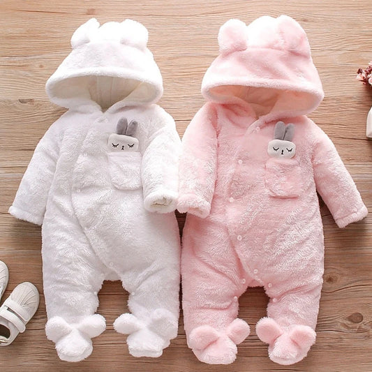 Baby Plush Climbing Clothes with Cartoon Dog Rabbit Design