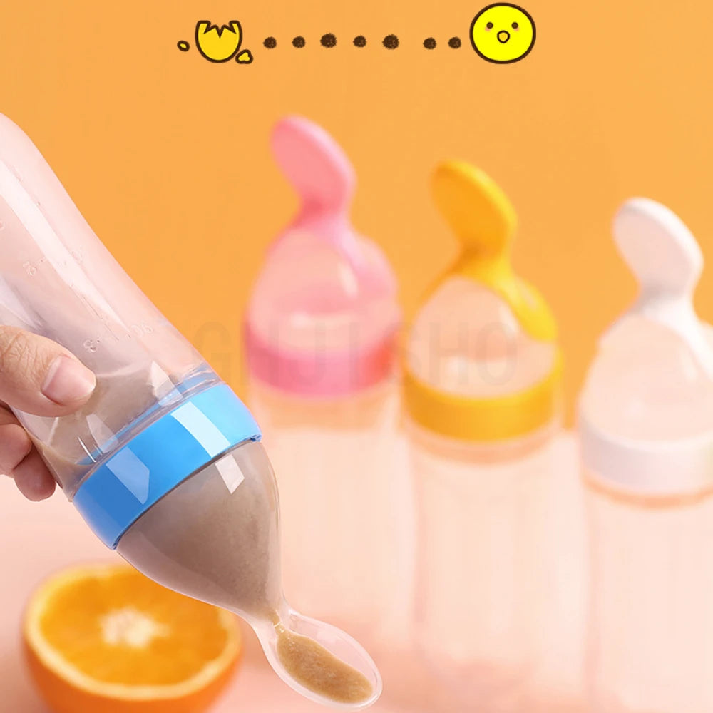 90ML Silicone Squeeze Feeding Bottle for Newborn Baby and Toddlers