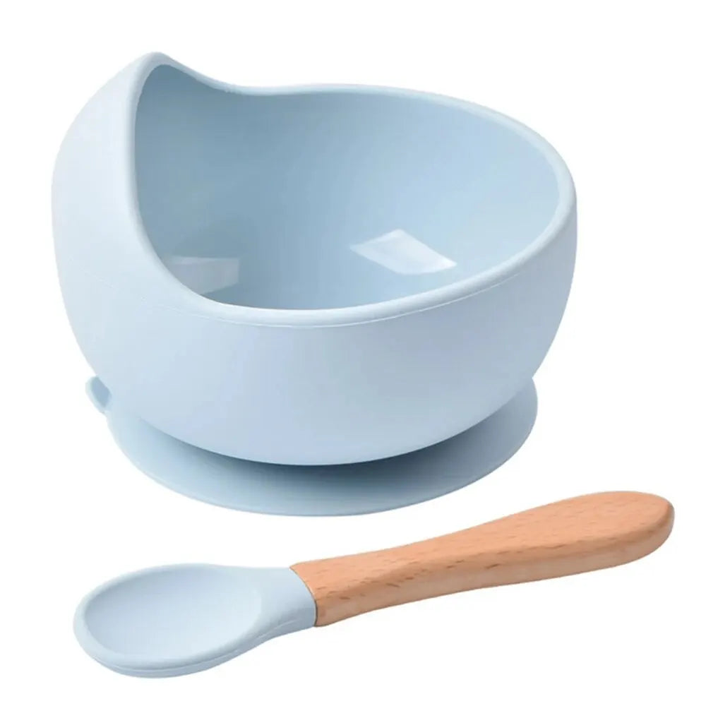 Spill-Proof Silicone Baby Feeding Bowl with Spoon – Food Grade