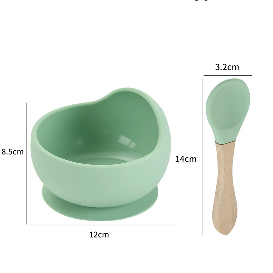 Spill-Proof Silicone Baby Feeding Bowl with Spoon – Food Grade