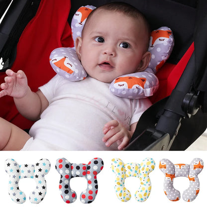 Cartoon U-Shaped Cotton Pillow for Baby Travel and Stroller