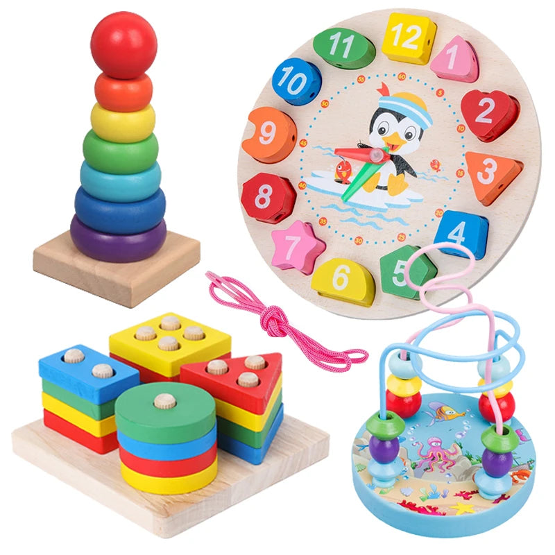 Wooden Montessori Sorting & Stacking Toys for Toddlers, Educational Gift